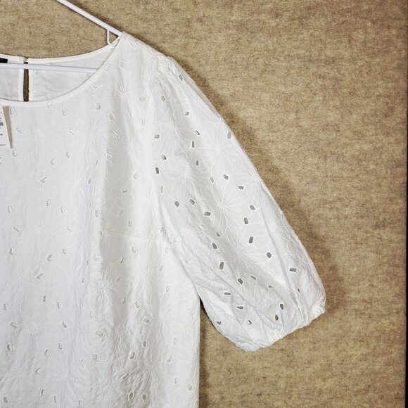 Talbots Plus Women's Eyelet Lace Top, Size 18W NWT White Summer Blouse - Picture 6 of 12